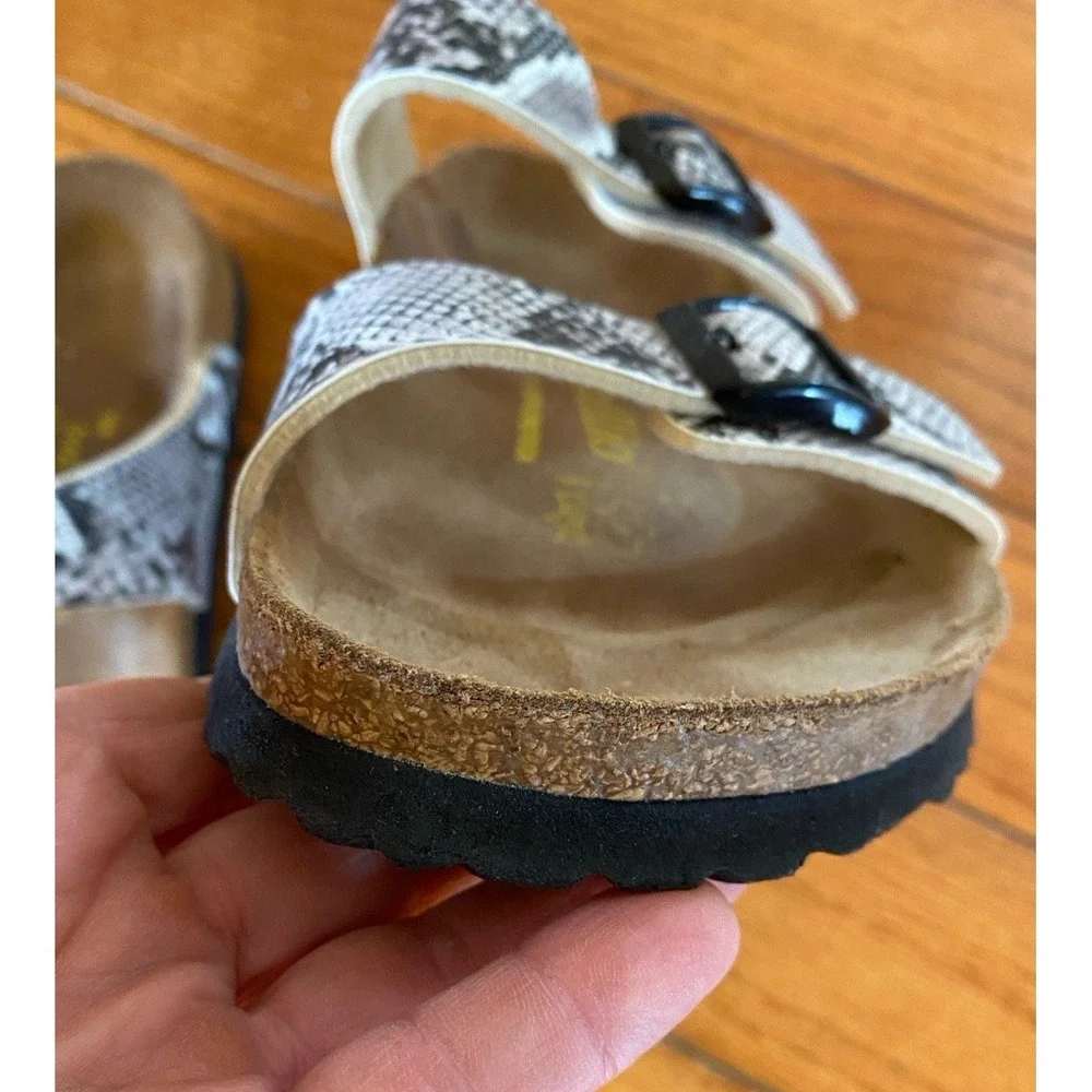 Birkenstock Papillio Size 38 7 Snakeskin Python Sydney Sandals Black White